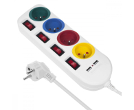 Maclean 4 gniazda + 2xUSB przedłużacz MCE229W Biała - 1376945 - zdjęcie 1